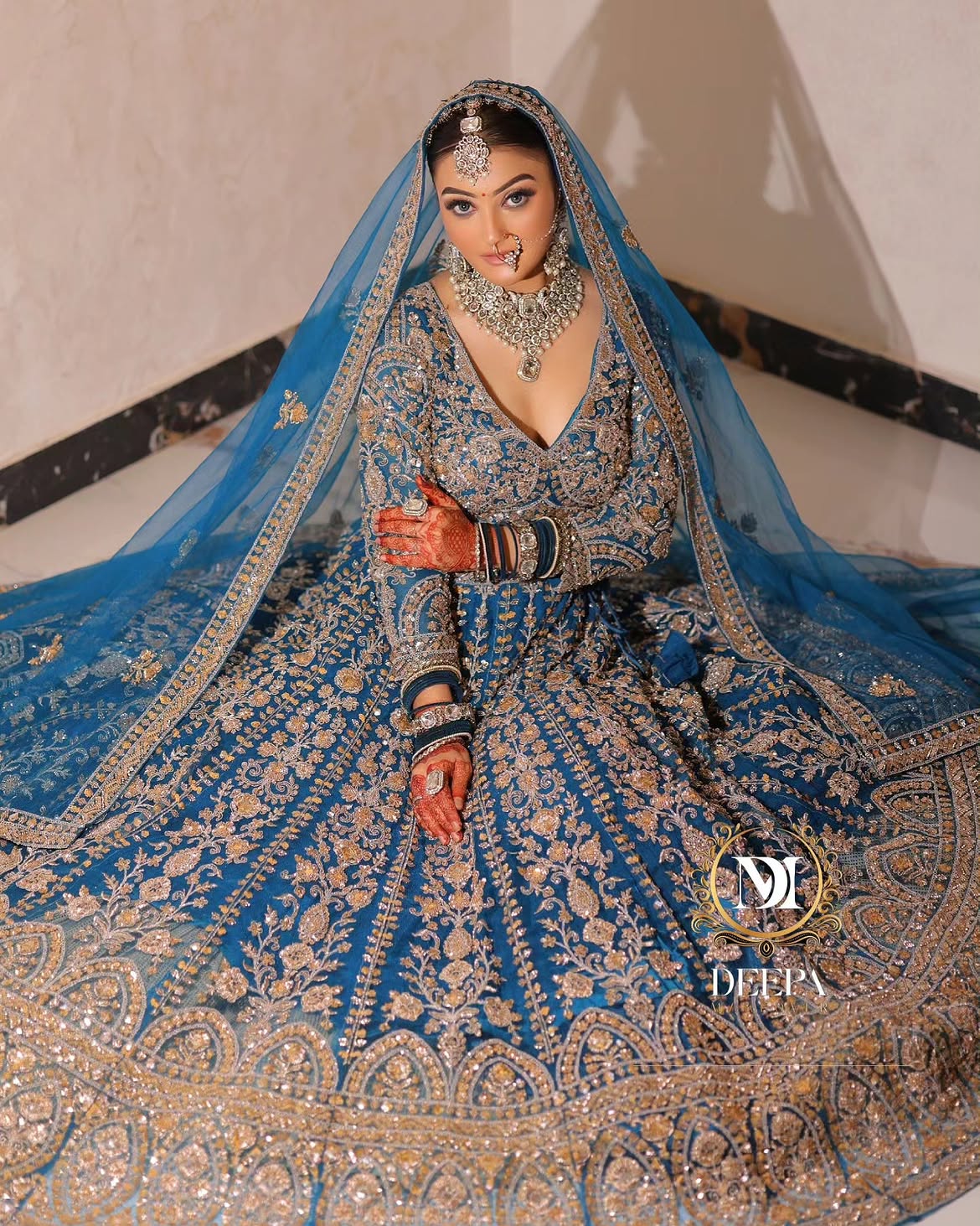 Royal blue bridal makeover created by Deepa Baranwal