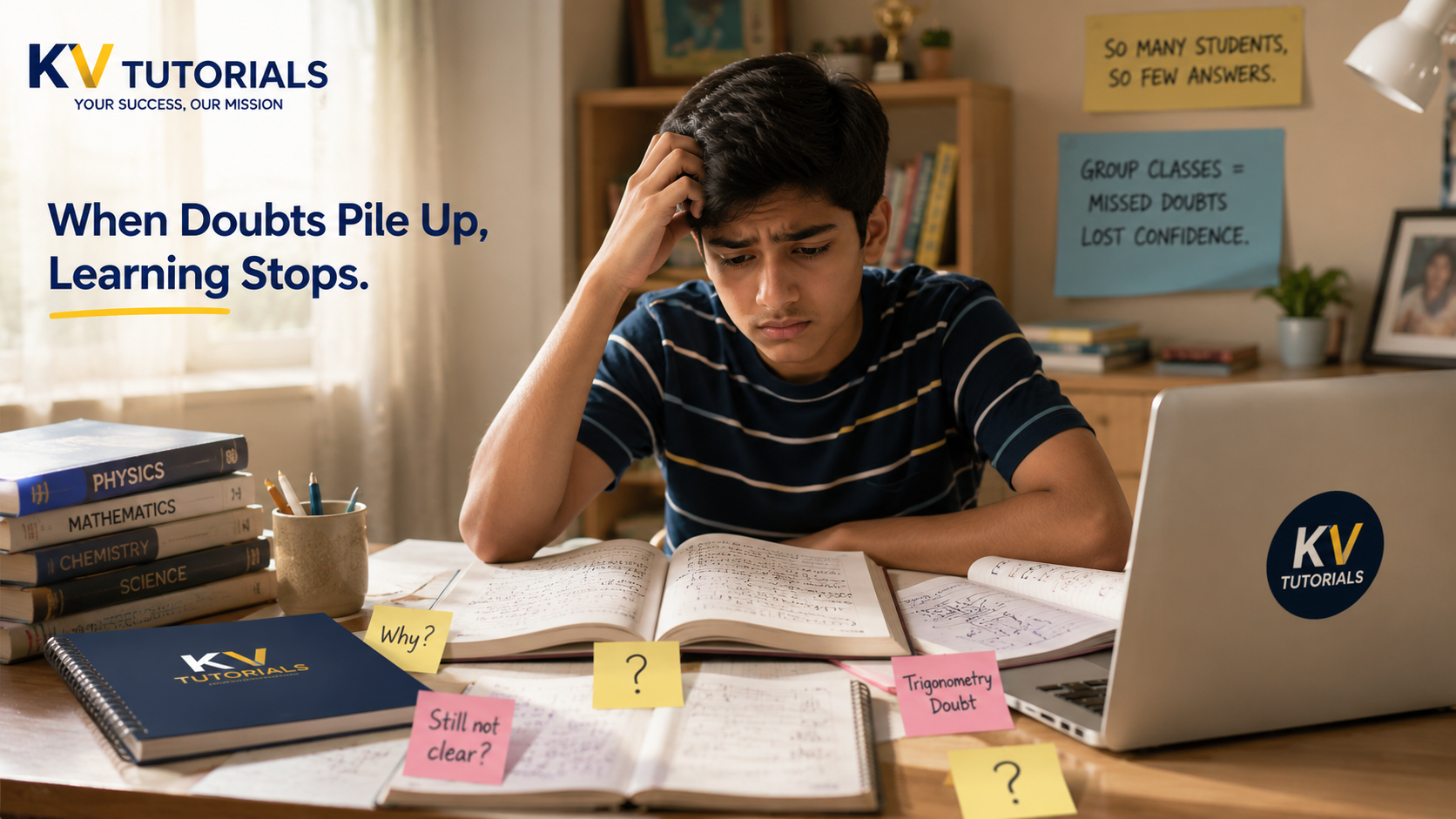Student struggling with doubts before personal tutoring