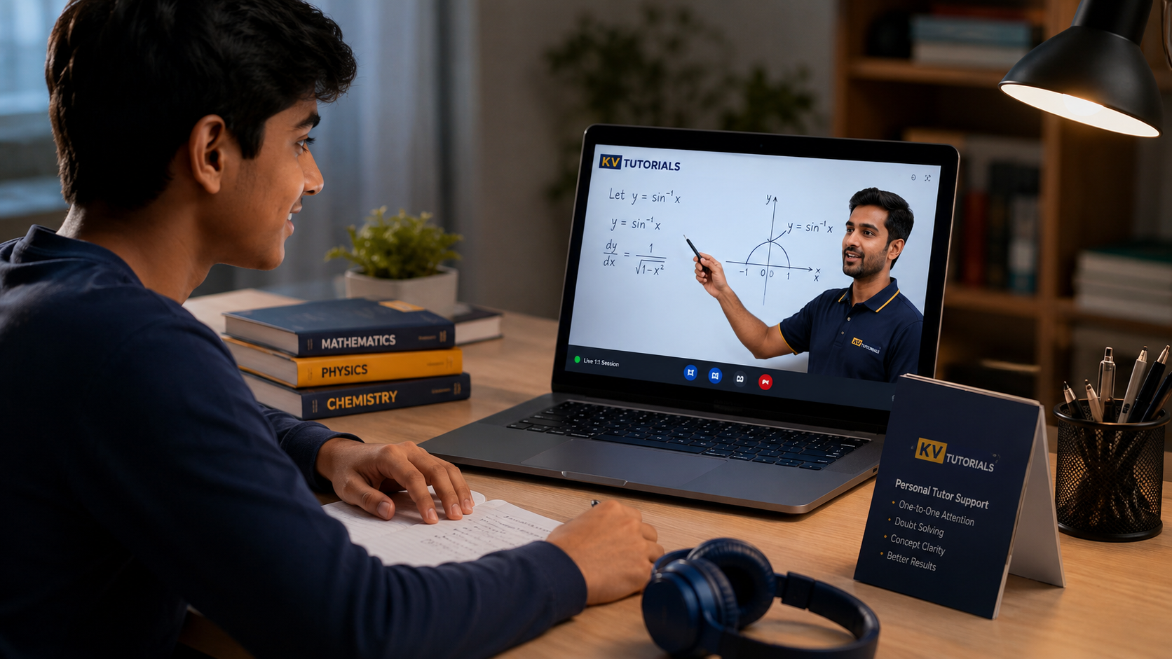 Student learning online with a dedicated KV Tutorials tutor